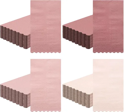 Miniatura 17 de Zhanmai 100 paquetes de servilletas de cóctel 5 x 5 pulgadas, servilletas con bordes festoneados, papel de color degradado para bebidas con bordes