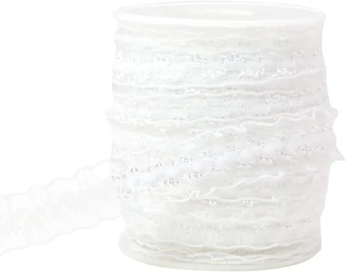 Miniatura 25 de Cinta de encaje elástica negra con volantes de 20 yardas para coser de 1 pulgada de organza de doble onda, ajuste de encaje, ropa y ropa