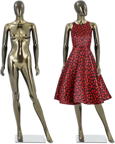 Maniquí femenino de cuerpo completo Bronce- Forma de vestido ajustable Maniquí de exhibición de la ropa Forma de plástico Maniequins desmontable