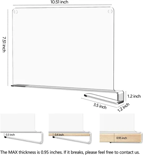 Miniatura 2 de HBlife Paquete de 12 separadores de estantes transparentes, organizador vertical de bolso para armario, perfecto para suéteres, camisas, bolsos