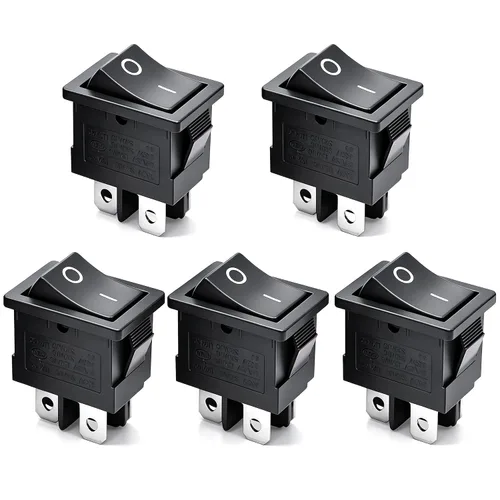 Miniatura 18 de mxuteuk Interruptor basculante momentáneo (ENCENDIDO) - Apagado de palanca DPST Power 4 Pin AC 250V 6A 125V 10A, uso para coche, barco
