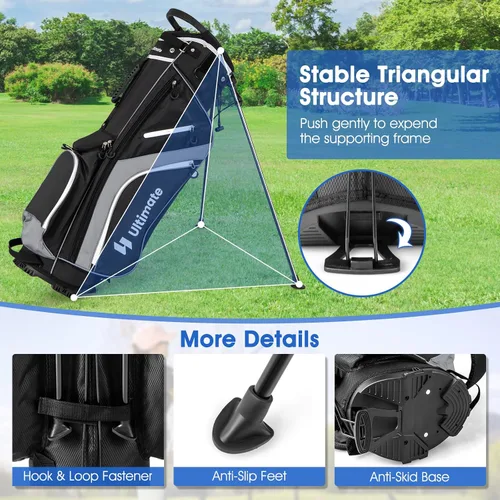 Miniatura 3 de ULTIMATE Bolsa de golf de 14 vías, bolsa de golf portátil con 6 bolsillos, bolsa enfriadora y bolsillo valioso impermeable, capucha de lluvia