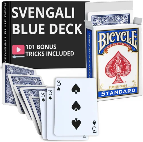 Miniatura 34 de Ted's Sterling Magic Precision Blue Rider Back Bicicleta Svengali Deck con instrucciones para más de 100 trucos (2 de clubes)