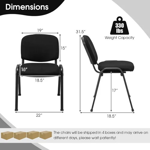 Miniatura 3 de COSTWAY Juego de 8 sillas de sala de espera, sillas de conferencias apilables con asiento y respaldo tapizados, sillas ergonómicas de recepción