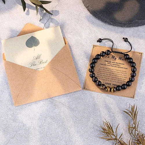 Miniatura 7 de UNGENT THEM Pulsera de piedra natural para hombres, adolescentes, aniversario, graduación, cumpleaños, día del padre, regalo de Navidad para hijo