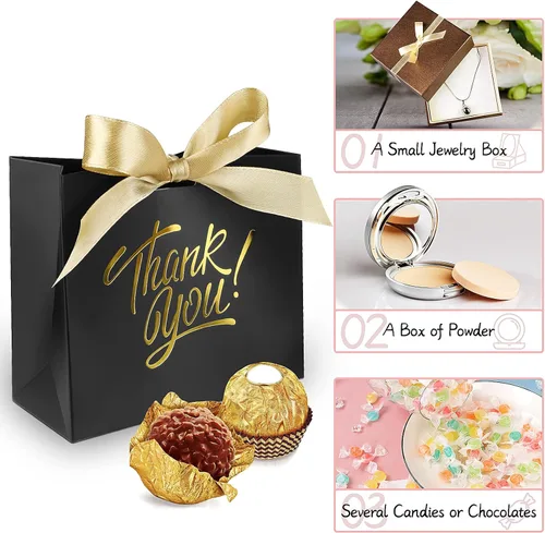 Miniatura 2 de Pequeñas bolsas de regalo de agradecimiento – Paquete de 60 mini bolsas de dulces para cumpleaños, bodas, fiestas y días festivos – Cajas de 4.5 x