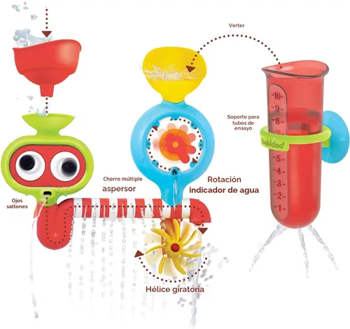 Miniatura 3 de Yookidoo Spin 'N' Sprinkle Water Lab - Juguete de baño para bebé, engranes y ojos giratorios, diseño sensorial, se fija a cualquier