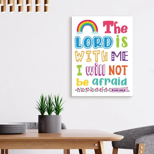 Miniatura 3 de LISTNGBO Lienzo decorativo de pared con versículo bíblico para niños, decoración de pared religiosa cristiana, 12 x 15 pulgadas El Señor está conmigo