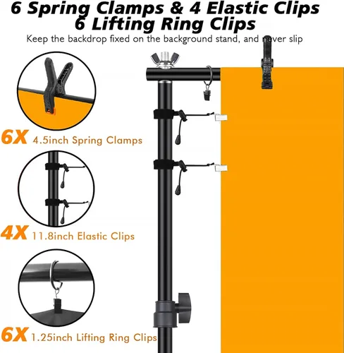 Miniatura 3 de Soporte de telón de fondo, estudio de video fotográfico de 8.5 x 10 pies, soporte ajustable portátil resistente para sesión de fotos, fiestas