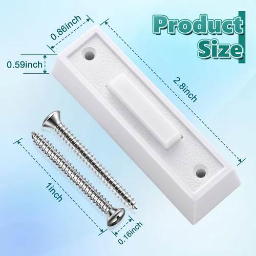 Miniatura 4 de Saillong Botón de timbre con iluminación LED con cable, botones de timbre de repuesto para puerta de garaje, botón de montaje en pared, interruptor