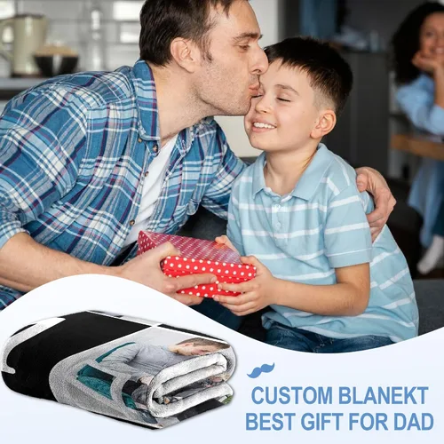Miniatura 2 de Regalos personalizados de cumpleaños para el día del padre para el mejor papá de parte de hija, hijo, esposa, niños, manta personalizada para papá