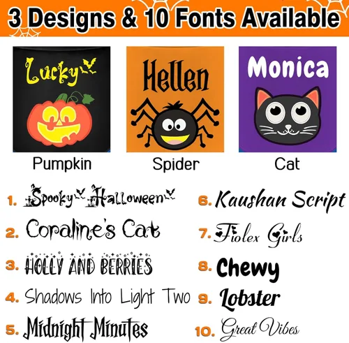 Miniatura 6 de STREADVE Cesta de Halloween para gatos, cubo con nombre personalizado, bolsas de truco o trato, regalo para niños, bolsa de dulces personalizada