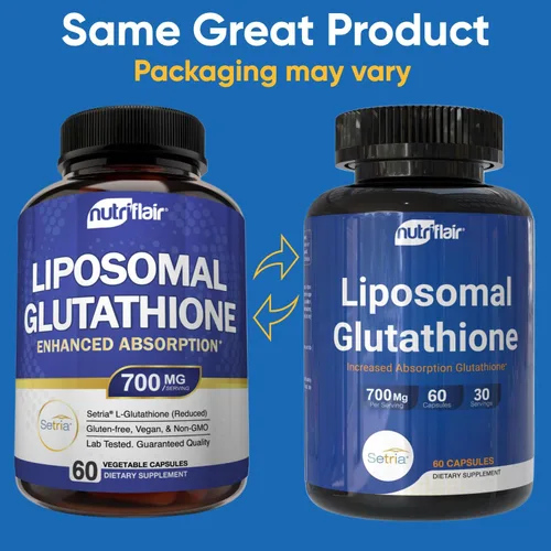 Miniatura 2 de NutriFlair Suplemento de glutatión liposomal 700mg – Setria Reduced L-Glutatión, 60 Cápsulas