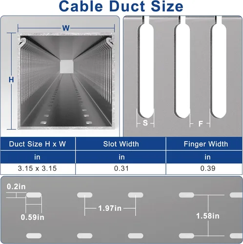 Miniatura 3 de ZhiYo – Canal para cable de 3x3 pulgadas, bandeja grande para alambre de 6.6 pies (2xL3.2 pies), ocultador de cables para gestión de cables de red
