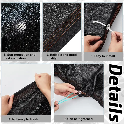 Miniatura 4 de Windyun Cubierta redonda para cama elástica de 6 agujeros, color negro, cubierta superior para tienda de campaña de 8 pies, 10 pies, 12 pies