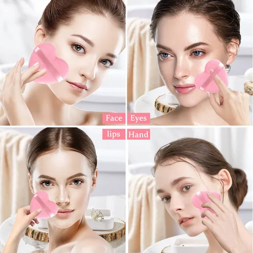 Miniatura 4 de 6 piezas de soplo de polvo para cara suave en forma de corazón para polvo suelto, polvo mineral, polvo corporal, terciopelo, base cosmética, 6