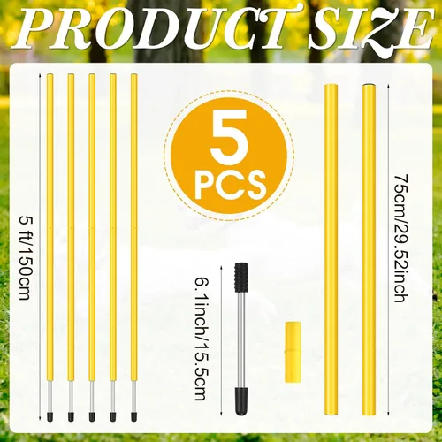 Miniatura 2 de Blulu Bastones de agilidad de entrenamiento de 5 pies Forza Slalom ajustables para entrenamiento de fútbol, palos de fútbol, equipo de agilidad