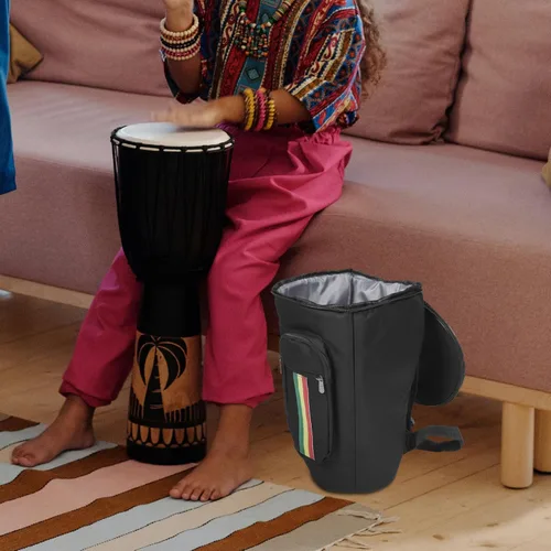 Miniatura 5 de Kit de batería africana para niños, instrumentos musicales africanos, bolsa de transporte de tambor africano, bolsa de gran capacidad, maletas