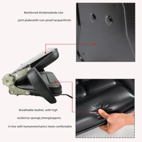 Miniatura 2 de Asiento universal de tractor de PVC, asiento de cortacésped ajustable, asiento plegable que incluye reposabrazos e interruptor de asiento, 15.4 x 15