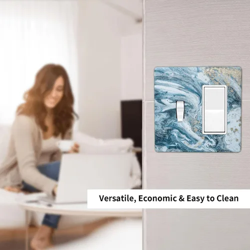 Miniatura 711 de Cubiertas de placa de pared de 3 gang con interruptor de luz de triple palanca, en negro y dorado con esplendor de oro rosa, estampado floral