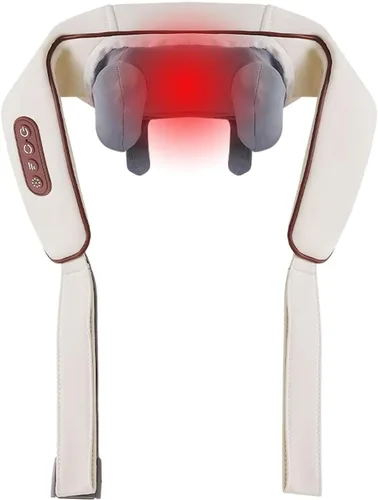 Therapexa Masajeador de cuello y hombros con calor, masajeador de espalda Shiatsu 6D para aliviar el dolor de tejido profundo, masajeador para Caqui