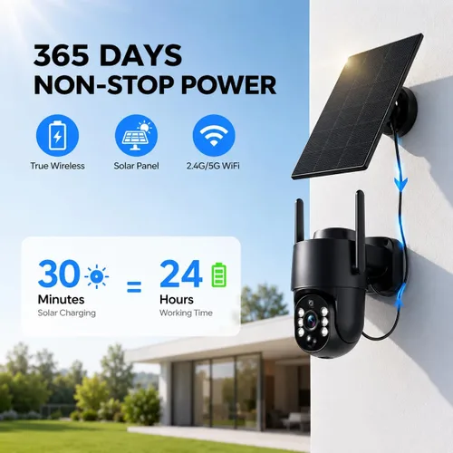 Miniatura 2 de Cámaras de seguridad solares inalámbricas para exteriores, cámaras WIFI solares 5G/2.4G para seguridad del hogar, cámara exterior inalámbrica
