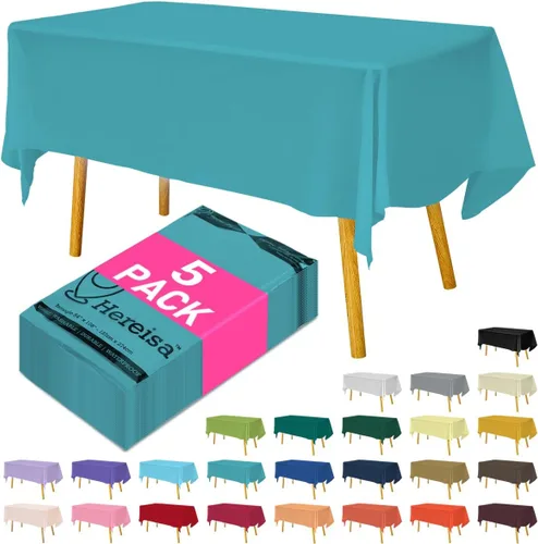 Miniatura 153 de Paquete de 3 manteles de plástico desechables de 54 x 108 pulgadas, manteles de color blanco hueso, manteles de fiesta nupcial para fiestas