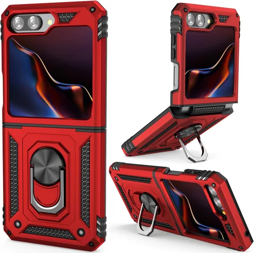 Miniatura 7 de ADDIT Z Flip 5 - Funda para Samsung Galaxy Z Flip 5, con anillo de soporte, soporte ajustable, grado militar, protección resistente, a prueba