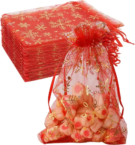 Miniatura 19 de Bolsas de organza, bolsa de organza transparente, 50 unidades, pequeñas bolsas de organza con cordón de 3 x 4 pulgadas, bolsas de regalo de joyería