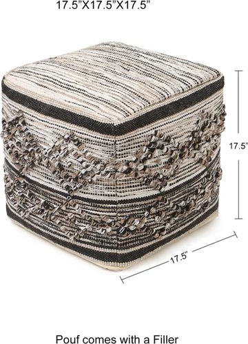 Miniatura 3 de REDEARTH · Puf otomano acolchado con relleno, textura de almacenamiento, cubo de granos, puf, reposapiés para sala de estar, dormitorio, guardería