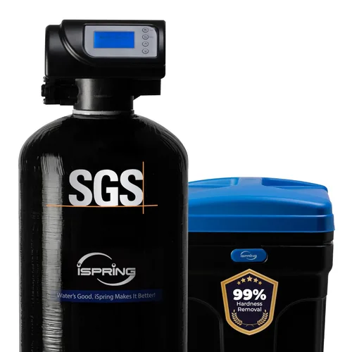 iSpring WCSTB45KG Sistema de suavizante de agua para toda la casa, suavizador de agua de alta capacidad de 45,000 granos que elimina el agua dura y