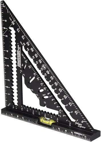 Miniatura 8 de Johnson Level & Tool 1904-0700V 7-1/4 pulgadas Johnny Square® MACH-1™ Smart Mark™ Rafter Square con vial nivel, negro