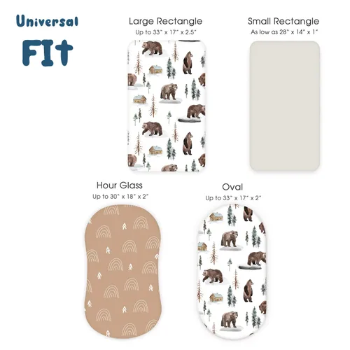 Miniatura 7 de GRSSDER Juego de sábanas bajeras elásticas ultra suaves 3 unidades, ajuste universal para moisés, cuna, cesta de bebé, colchón ovalado y Canela