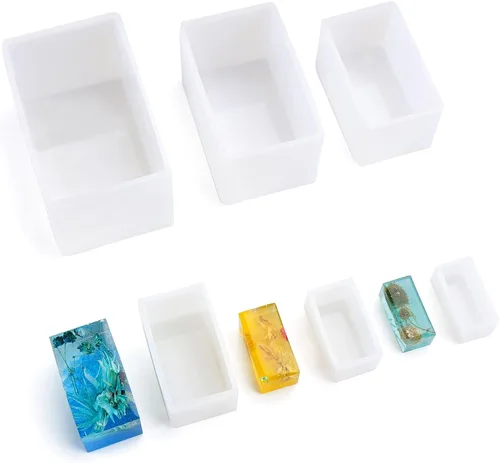 Gartful Moldes de resina rectangulares, 6 moldes de silicona en cubo, moldes de resina epoxi para hacer velas, jabones, adornos de bricolaje,