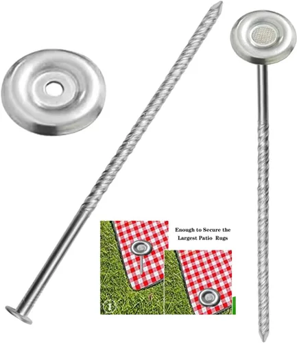10 estacas para alfombras de caravana al aire libre, estacas de acero inoxidable Spira para patio, utilizadas para fijar alfombras, tiendas de