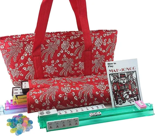 Miniatura 7 de 166 Tiles American Mahjong Set Soft Bag 4 todo en uno Color Empujadores Rack Combo Fácil de Llevar (Gris)
