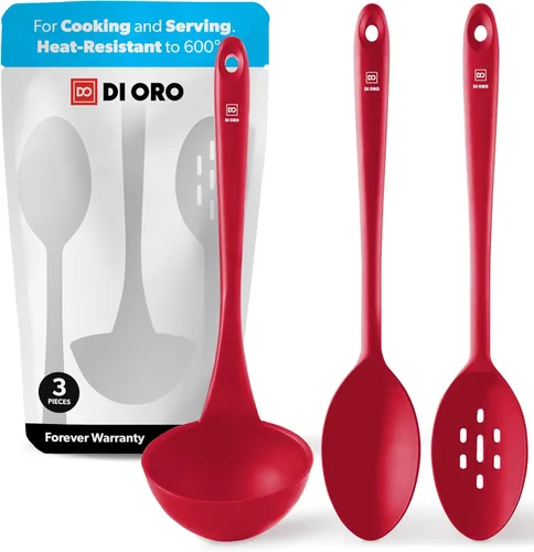 DI ORO Seamless Series Juego de 3 Piezas de Cuchara/Cucharón (ROJO)