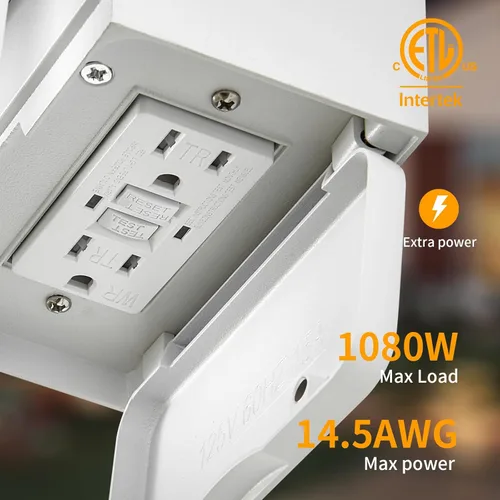 Miniatura 2 de Yisuro Luces de Porche con Tomacorriente GFCI, Sensor de Movimiento de Anochecer a Amanecer para Exteriores, Luminaria Exterior con 3 Modos