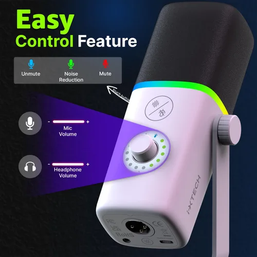 Miniatura 3 de IXTECH Micrófono USB Gaming para PC, micrófono condensador con cancelación de ruido para podcasts y transmisión de video con soporte para trípode