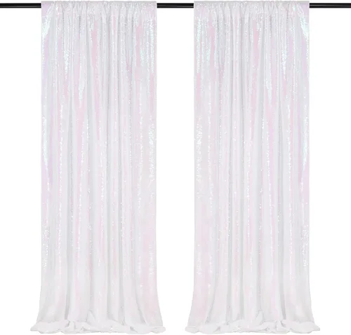 Miniatura 55 de Telón de fondo de lentejuelas moradas 2 paneles 2FTx8FT con purpurina telón de fondo cortinas para fiesta de Halloween fondo de fotos para bodas