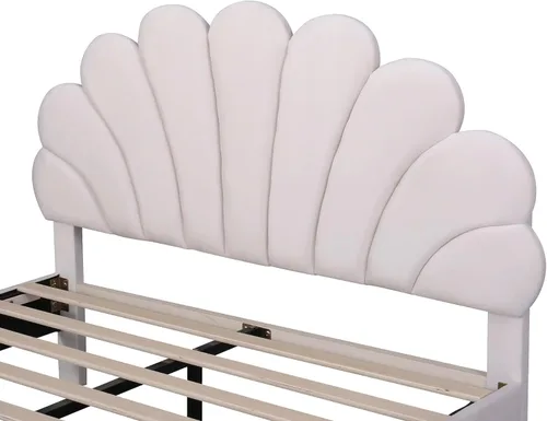 Miniatura 8 de Harper & Bright Designs Base de cama tapizada de tamaño Queen con cabecera de terciopelo con patrón de flores para niños, niñas, niños y adultos