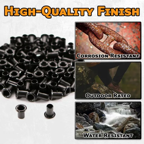 Miniatura 4 de [Paquete de 100] HolsterSmith Ojales recubiertos negros – (#6-9 de longitud) – (3/16 pulgadas de diámetro) – (fabricados en Estados Unidos) – Negro
