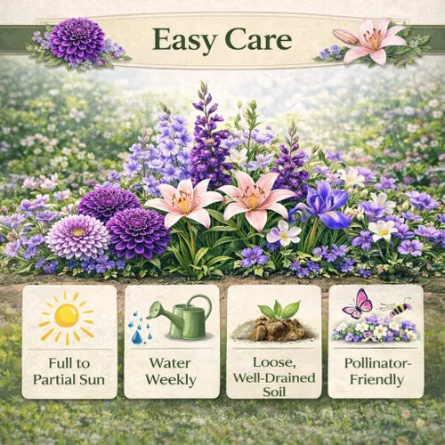 Miniatura 6 de WeGarden - 32 bulbos de flores mixtas para plantar en primavera, dalia, gladiolo, lirio, iris holandés y fresia Colección de bulbos de fácil