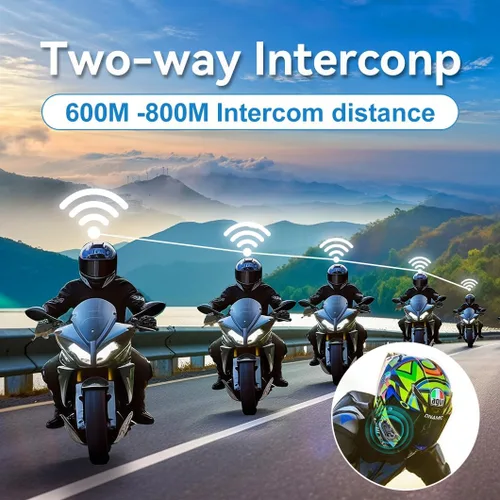 Miniatura 3 de Altavoces e intercomunicador Bluetooth para casco - Sistema de comunicación de cancelación de ruido para 2 jinetes para motocicleta, esquí, ciclismo