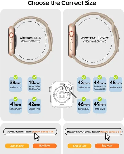 Miniatura 2 de TreasureMax - Correa deportiva compatible con Apple Watch de 38, 40, 41, 42, 44, 45, 46 y 49 mm, correa de silicona suave compatible con Apple Watch