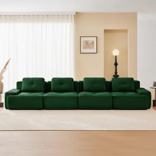 Miniatura 57 de Sofás modulares sin hueso de 152.8 pulgadas para sala de estar, sofá modular con diván en forma de L, cómodo asiento profundo tapizado de tela