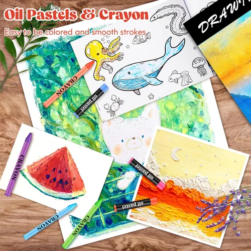 Miniatura 7 de Caliart Suministros de arte, paquete de 153 piezas de arte de lujo en estuche de madera, kits de pintura de dibujo para manualidades con 2 blocs