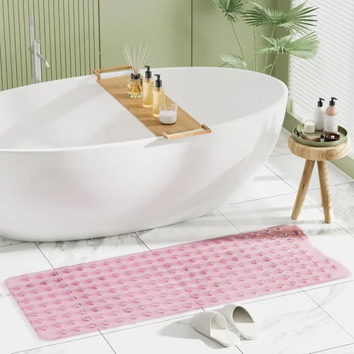 Miniatura 7 de AmazerBath Tapete de ducha antideslizante de 40 x 16 pulgadas, tapete de ducha con ventosas y agujeros de drenaje, tapete de baño antideslizante