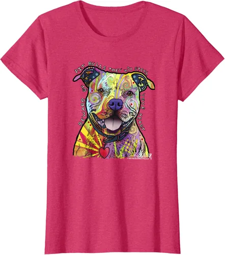 Miniatura 10 de Beware Of Pit Bulls, Dean Russo Pitbull Original - Camiseta para amantes de los perros, Negro