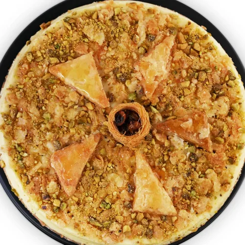 Miniatura 2 de ANDY ANAND CHOCOLATIER Lujosa tarta de queso Baklava: fusión de miel turca y crema de California - Delicia de postre gourmet de 9 pulgadas, 2.8